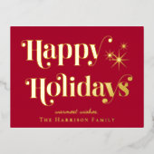 Prettig feest Red Foto Kerstmis Folie Feestdagen Briefkaart (Voorkant)