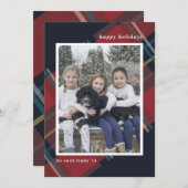 Prettig feest Red geruite Kerstmis aangepaste foto Feestdagenkaart (Voorkant / Achterkant)