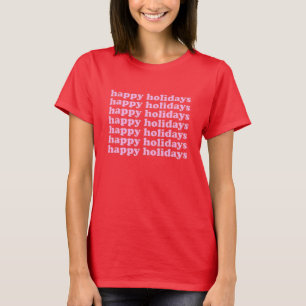 Prettig feest Retro typografie in roze T-shirt