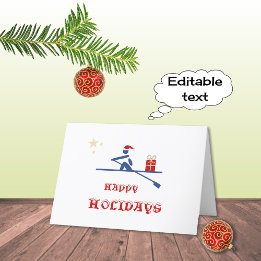 Prettig feest roeier die cadeau brengt feestdagen kaart