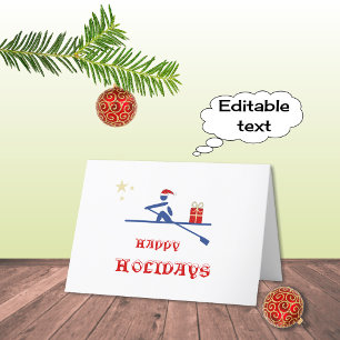 Prettig feest roeier die cadeau brengt feestdagen kaart
