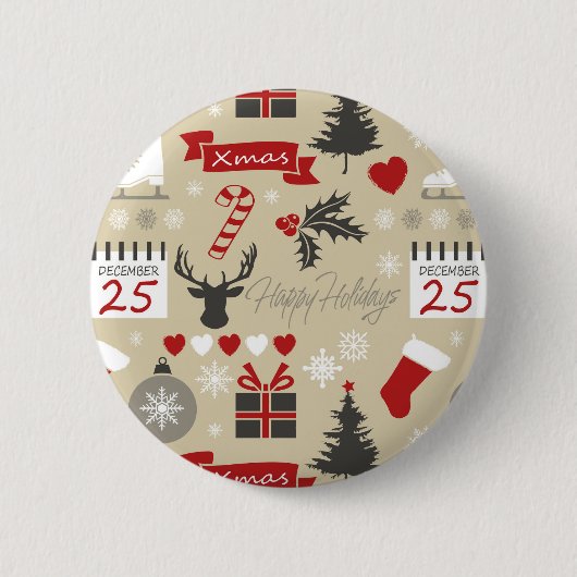 Prettig feest ronde button 5,7 cm (Voorkant)