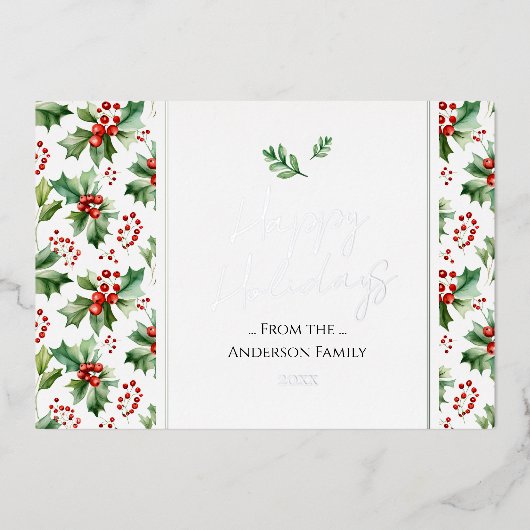 Prettig feest Simple Kerstmis Bes Folie Feestdagenkaart (Voorkant)