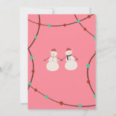 Prettig feest – Sneeuwmannenduo & slingerlichtjes Bedankkaart (Achterkant)