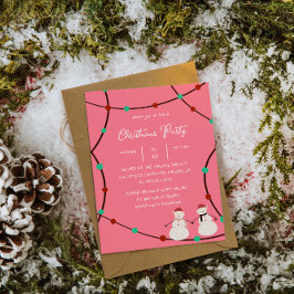 Prettig feest – Sneeuwmannenduo & slingerlichtjes Kaart