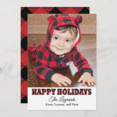 Prettig feest Snow Card | Buffalo Plaid Feestdagenkaart (Voorkant / Achterkant)