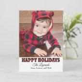 Prettig feest Snow Card | Buffalo Plaid Feestdagenkaart (Staand voorkant)