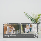 Prettig feest Snowflakes Kerst foto kaart (Staand voorkant)