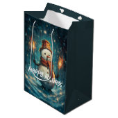 Prettig feest Snowman Traditionele Kerstmis Medium Cadeauzakje (Voorkant Gekanteld)