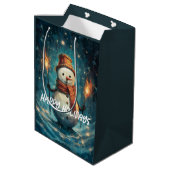 Prettig feest Snowman Traditionele Kerstmis Medium Cadeauzakje (Achterkant Gekanteld)