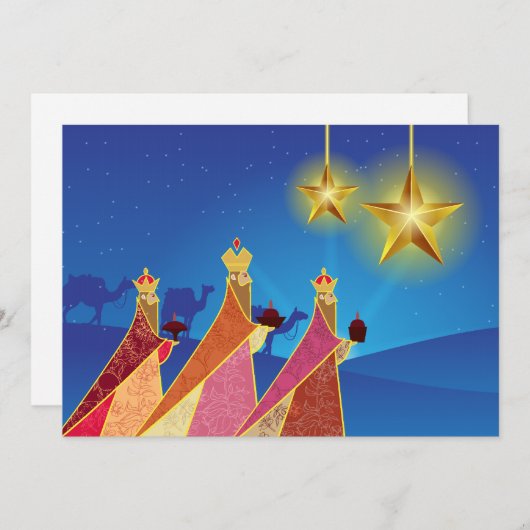 Prettig feest | Stille Nacht Drie Wijzen Feestdagenkaart (Voorkant / Achterkant)