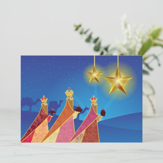 Prettig feest | Stille Nacht Drie Wijzen Feestdagenkaart (Staand voorkant)