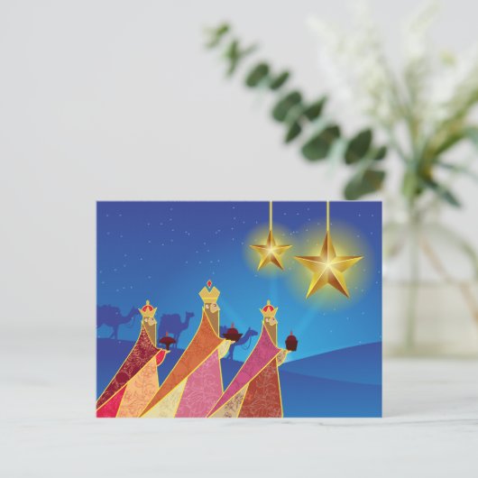 Prettig feest | Stille Nacht Drie Wijzen Feestdagenkaart (Staand voorkant)