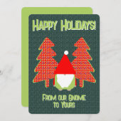 Prettig feest van onze Gnome aan de jouwe! Plat ka Feestdagenkaart (Voorkant / Achterkant)