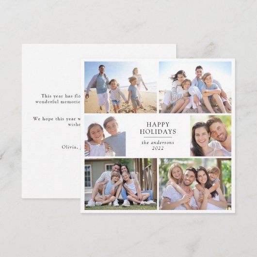 Prettig feest | Vierkante fotocollage Feestdagenkaart (Voorkant / Achterkant)