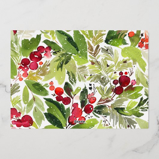 Prettig feest watercolor bloem foto  folie feestdagenkaart (Achterkant)