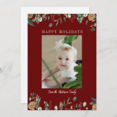 Prettig feest! Wintergroen, fotokerstdkaart Feestdagenkaart (Voorkant / Achterkant)