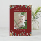 Prettig feest! Wintergroen, fotokerstdkaart Feestdagenkaart (Staand voorkant)