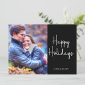 Prettig feest | Zwarte foto kerstkaart (Staand voorkant)