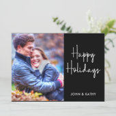 Prettig feest | Zwarte fotokaart Feestdagenkaart (Staand voorkant)