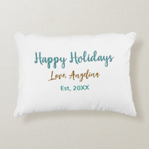 prettig feestdagen blauw bruin naam liefde kerst s accent kussen