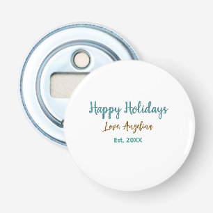 prettig feestdagen blauw bruin naam liefde kerst s button flesopener