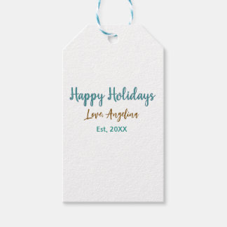 prettig feestdagen blauw bruin naam liefde kerst s cadeaulabel