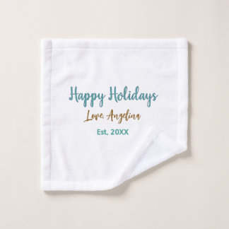 prettig feestdagen blauw bruin naam liefde kerst s washandje