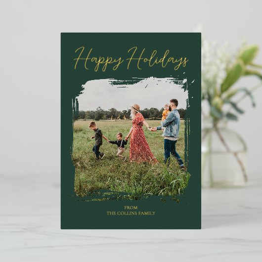 Prettig feestdagen Green Script Modern Minimaal Fo (Staand Voorkant)