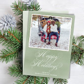 Prettig feestdagen Groene Elegante Script Feestdagenkaart