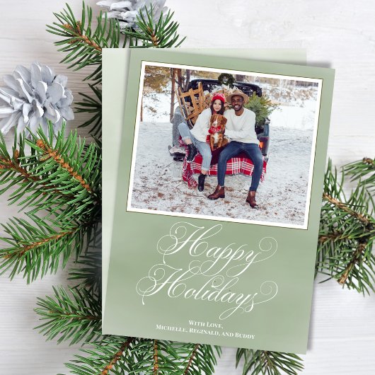 Prettig feestdagen Groene Elegante Script Feestdagenkaart