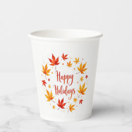 Prettig feestdagen Herfstbladeren Papieren bekers