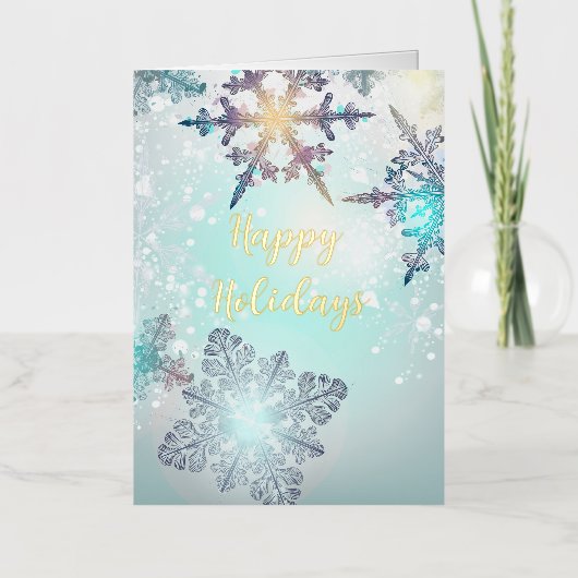 Prettig feestdagen Ijsblauwe sneeuwvlok (Voorkant)