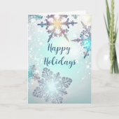 Prettig feestdagen Ijsblauwe sneeuwvlok  Bedankkaart (Voorkant)