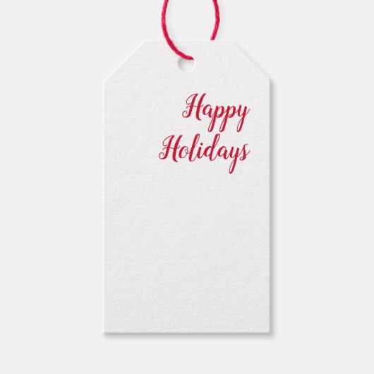 Prettig feestdagen kerst handschrift rood wit cadeaulabel (Voorkant)