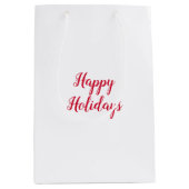 Prettig feestdagen kerst handschrift rood wit medium cadeauzakje (Voorkant)