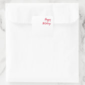 Prettig feestdagen kerst handschrift rood wit vierkante sticker (Tas)