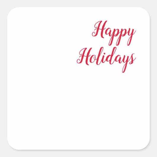Prettig feestdagen kerst handschrift rood wit vierkante sticker (Voorkant)