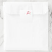 Prettig feestdagen kerst handschrift rood wit vierkante sticker (Tas)