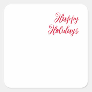 Prettig feestdagen kerst handschrift rood wit vierkante sticker