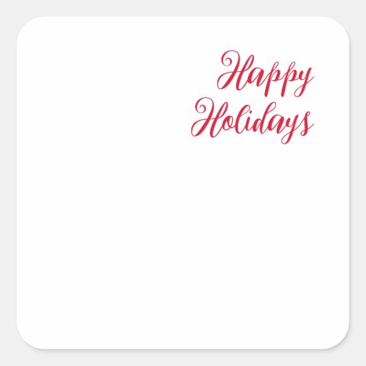 Prettig feestdagen kerst handschrift rood wit vierkante sticker (Voorkant)