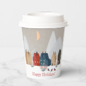 Prettig Feestdagen Landelijk Dorp Winterlandschap Papieren Bekers (Achterkant)