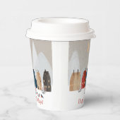 Prettig Feestdagen Landelijk Dorp Winterlandschap Papieren Bekers (Rechts)