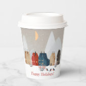 Prettig Feestdagen Landelijk Dorp Winterlandschap Papieren Bekers (Voorkant)
