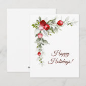 Prettig feestdagen rode bessen aquarel winter feestdagenkaart (Voorkant / Achterkant)
