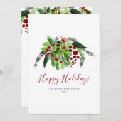 Prettig feestdagen Rode Bessen Zakelijk Kerstmis f Feestdagenkaart (Voorkant / Achterkant)