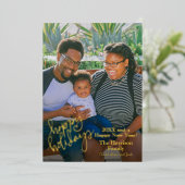 Prettig feestdagen Rood Persoonlijke foto Goud (Staand Voorkant)