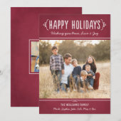 Prettig feestdagen Rood rustiek wijn foto Feestdagenkaart (Voorkant / Achterkant)