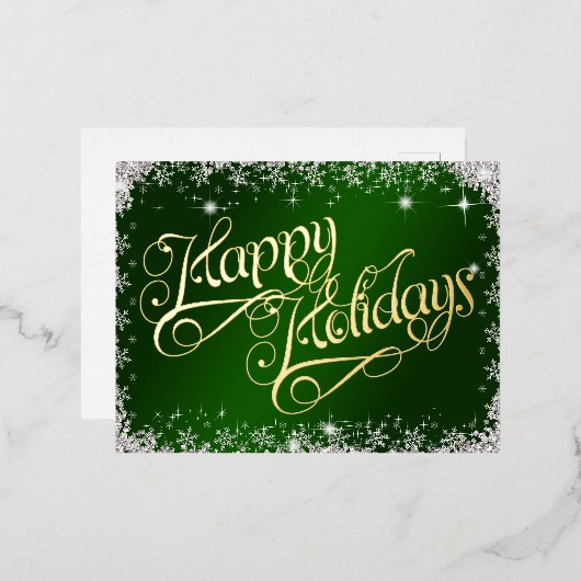 Prettig feestdagen Smaragdgroene typografie Diaman (Voorkant / Achterkant)