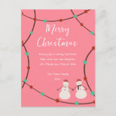 Prettig feestdagen – Sneeuwmannenduo en slingerlic Briefkaart (Voorkant)
